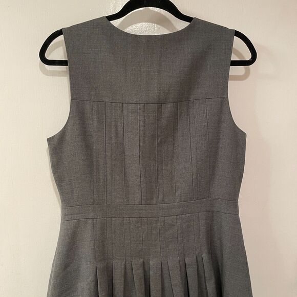 J.Crew Sleeveless Button up Pleated Wool Sheath Dress Gray 8 - Picture 2 of 12